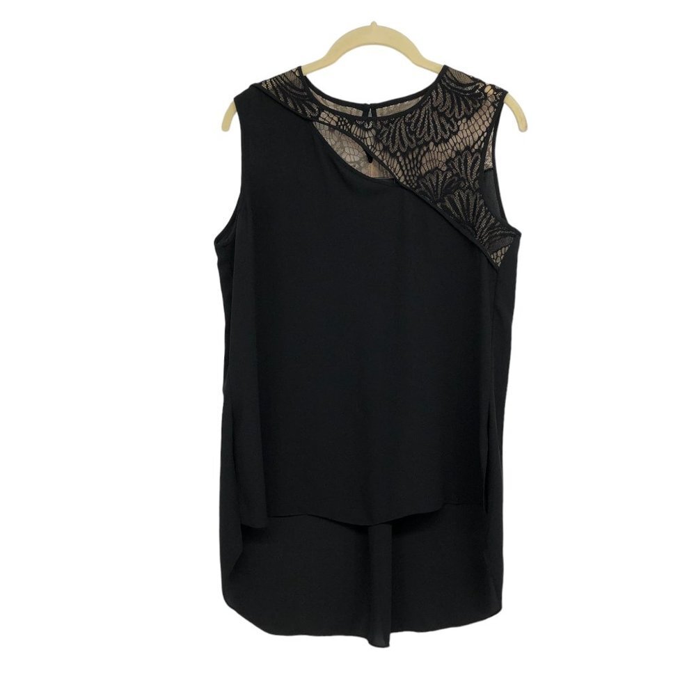 BCBGMAXAZRIA Black & Nude Lace-Panel Top size XS